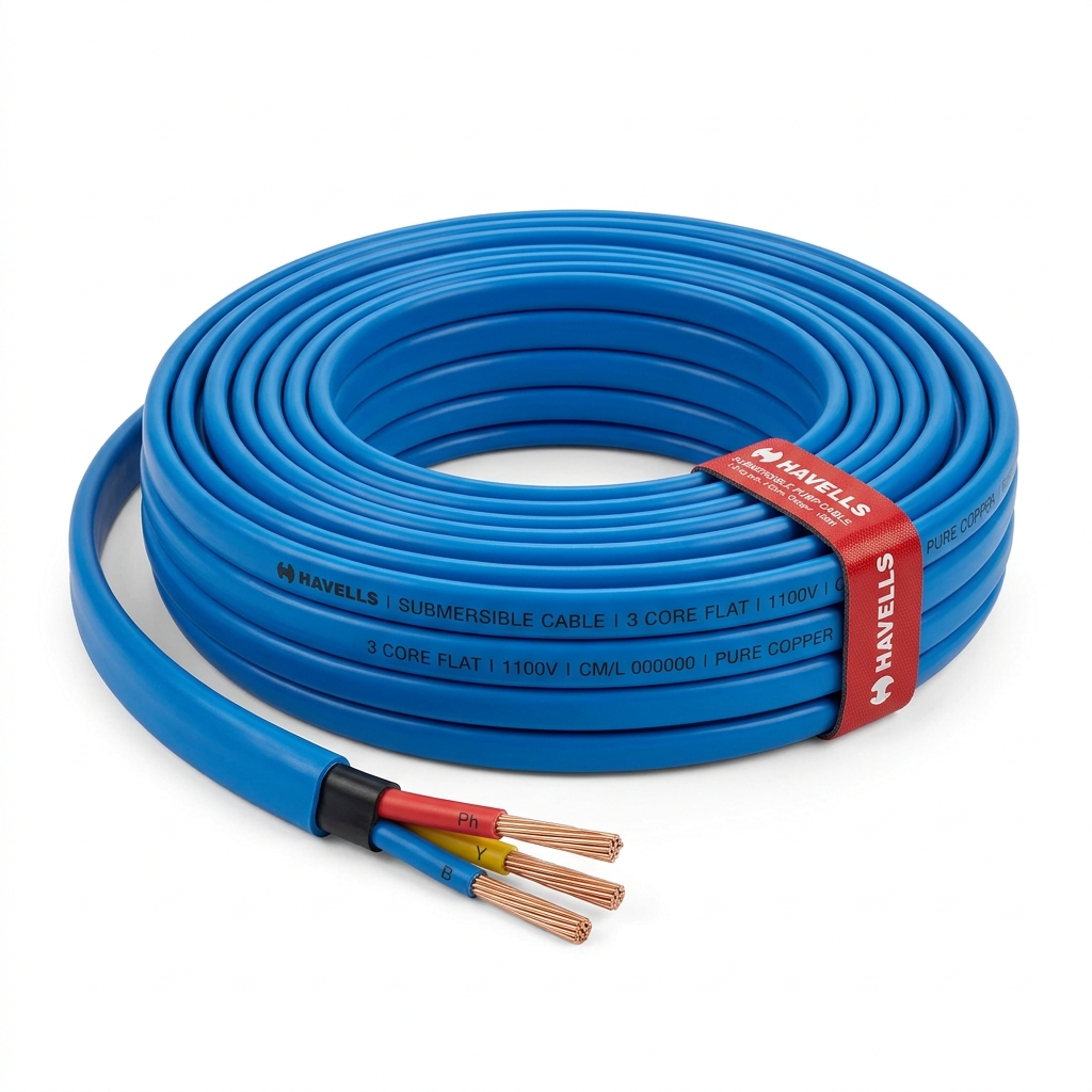 Havells Submersible 3-Core Flat Copper Cables (Tubewell Grade)